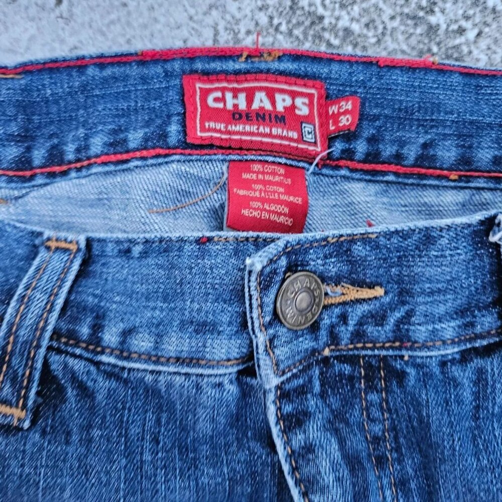 Chaps Men Jeans Denim Straight Wide Leg Cotton Jeans Size W34 L30 - Picture 6 of 9
